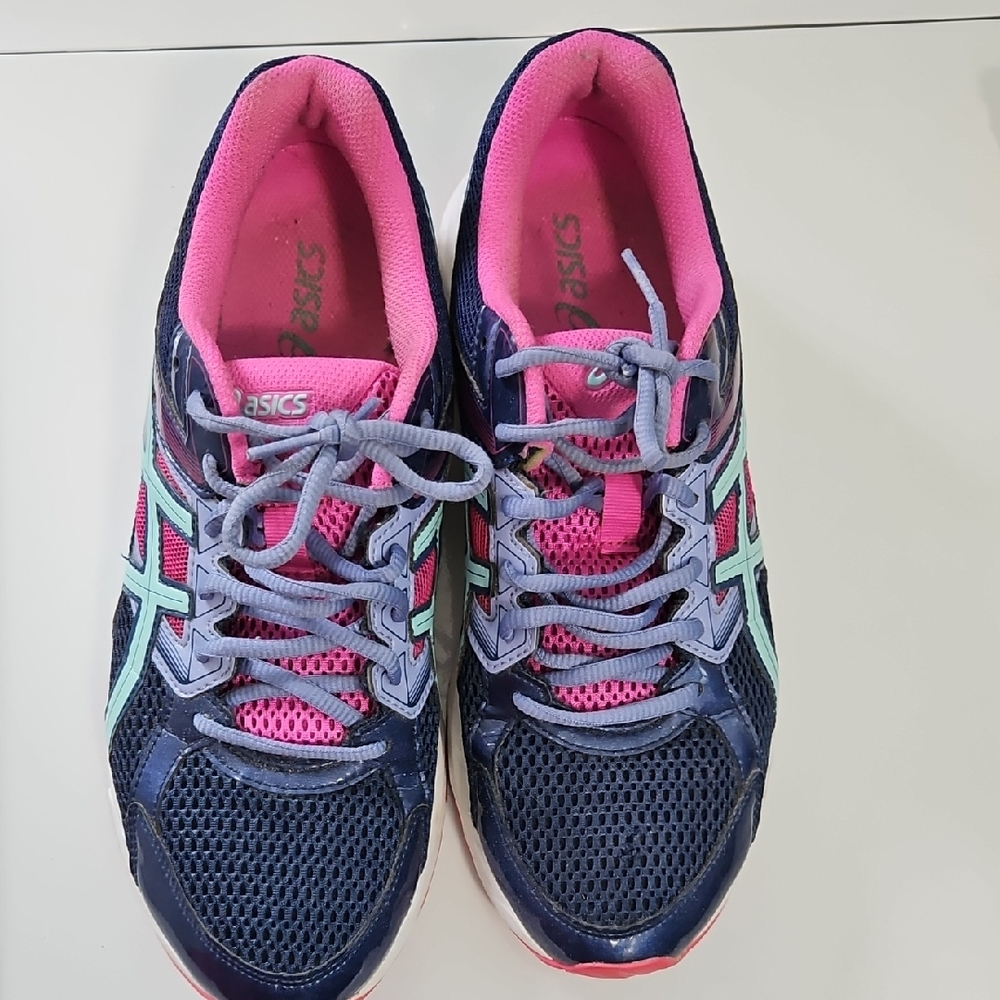 ASICS Women's Athletic Shoes - Navy, Pink, and Mint Gel Contend 3